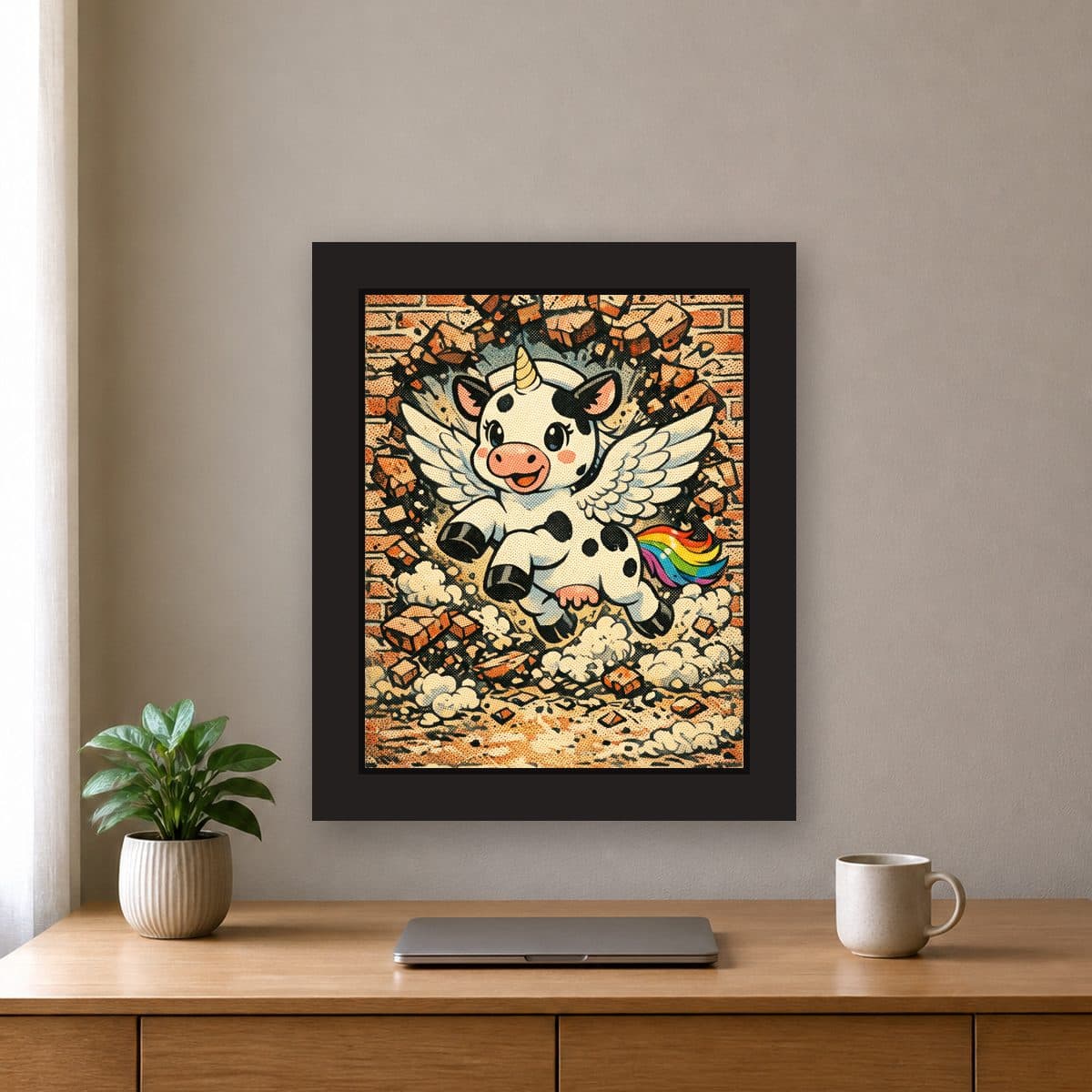 Through the Wall — Pegacow framed wall art print (11" x 14" / Black), office view